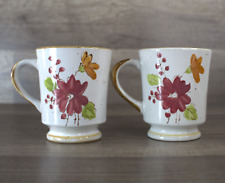Vintage Stonecrest 901 Plum Blossom Floral Coffee Mugs Cups Made in Korea Lot 2 picture