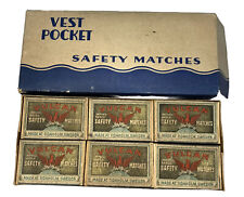 Antique Vulcan Safety Matches - 12 UNUSED Boxes in Original 