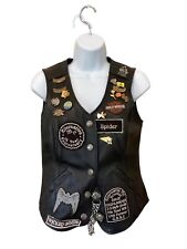 Vintage Harley Davidson Women’s Biker Vest Size XS Black Leather With Patches picture