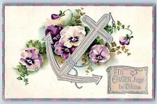 Webster Minnesota MN Postcard Easter Anchor Flowers Embossed 1913 Antique Posted picture