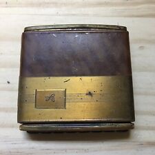 vintage Rare 1930s Marathon Powder Compact W/ Mirror puff gold toned 2.75