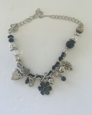 Black Necklace with Silver Tone Heart and Charms  Paparazzi I'm Charmed EUC picture