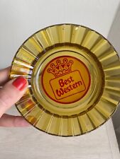 Vintage Best Western Ashtray. Amber Glass With Yellow Logo. picture