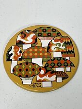Mid Century Georges Briard Round Mushroom Enameled Metal Tile / Trivet picture