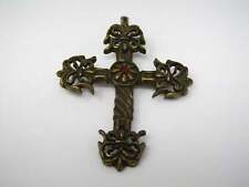 Vintage Christian Cross Pendant: Stunning Brass Floury Design picture