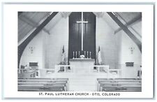 Interior View Of St. Paul Lutheran Church Otis Colorado CO Vintage Postcard picture
