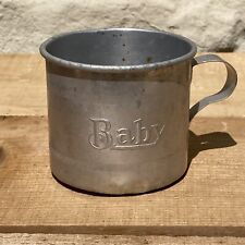 Vintage Aluminum Embossed Baby Cup Mug Handle Nursery Early-Mid 20thC. 2 1/4