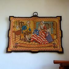 Vintage Betsy Ross Wood Wall Decor Colonial Revolutionary War Large Sewing Flag picture