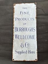 1930's Vintage Old Burroughs Wellcome & Co. Product Porcelain Enamel Sign Board picture