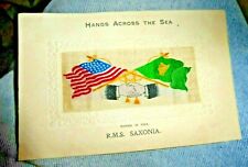 VINTAGE POSTCARD WWI USA RMS SAXONIA CRUISE SHIP WOWEN IN SILK picture
