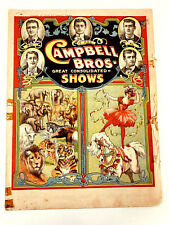 1906 Antique Campbell Bros Circus Carnival Poster program SIDESHOW nice courier picture