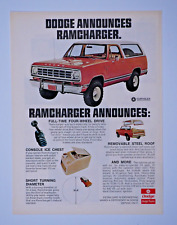 1974 Dodge Ramcharger Vintage Original Print Ad 8.5 x 11