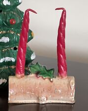 Vintage 1950s Gurley Novelty Co. Christmas Yule Log & Holly Candle NEVER LIT picture