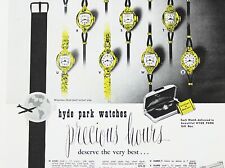 Vintage 1952 HYDE PARK Watches Print Ad in Color with Prices picture