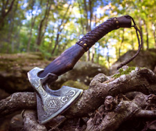 Valknut Viking Axe, Custom Handmade High Carbon Steel Throwing Axe, Engraved Axe picture