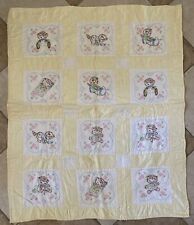 Vtg Antique Baby Quilt Child's Kitten Cat 34x42 Yellow Hand Stitched picture