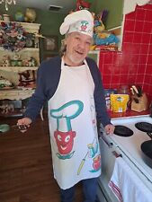 VTG '50s BARTH & DREYFUSS Barbecue FULL APRON & MATCHING Chef Hat, Marked picture
