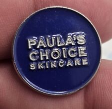 VTG Lapel Pinback Hat Pin Silver Tone Round  Paulas Choice Skincare Blue Pin picture