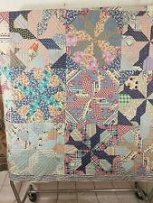 Antique Hand Sewn Feed Sack Patchwork Quilt picture