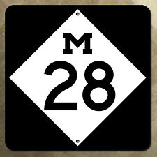 Michigan state route M-28 Marquette upper highway marker 1969 road sign 16x16 picture