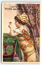 c1880 LAUTZ BROS & CO'S PURE AND HEALTHY SOAPS BUFFALO VICTORIAN TRADE CARD P118 picture