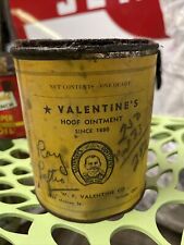 Early Original Valentine’s Hoof Ointment Motor Oil Quart Can Empty Antique picture