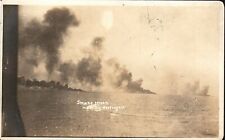 WWI Postcard ,Smoke Screen Made by Destroyer,AZO Real Photo 1910-1930 picture