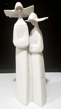 Lladro Spain 2 Nuns White Habits Rosary Religious Porcelain 13