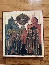 The Apparition of the Mother of God to St. Sergius wood wall plaque 5.5” X 6” picture