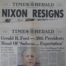 2 President Richard Nixon Historical Resignation Newspapers Olean Times Herald picture