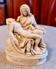 VINTAGE  LA PIETRA MADONNA AND JESUS FIGURINE SIGNED 3.5X2.5 IN MADE IN ITALY picture