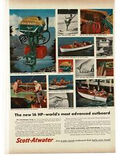 1956 Scott-Atwater 16 HP Outboard Boat Motor Vintage Print Ad picture
