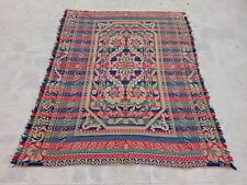 Antique American Loom Woven Coverlet Bedspread Reversible Dated 1858 picture