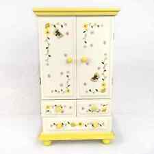 miniature hand painted wooden armoire wardrobe butterfly floral design OPENS picture