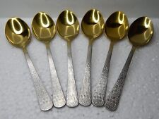 Vintage Gold Plated Table Spoons 6 pcs, Soviet USSR Stainless Steel picture