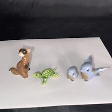 Vintage Hagen Renaker Miniatures Lot Of 4 Green Turtle-Blue Bird W Chick-Ferret picture
