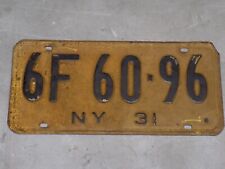 1931 New York License Plate 6F 60 96 Original ~FastFreeShip~ picture