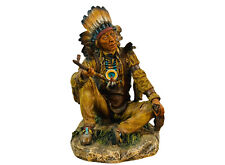 Indian Chief Smoking a Peace Pipe Figurine Native American Collection Sculpture picture