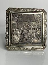 Vintage Stratton Compact Silver Victorian Period Relief Scene Flapjack Pressed picture