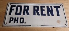 Vintage 1950’s 60’s For Rent Sign Early Embossed Metal Sign  picture