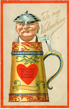 Antique Tuck Postcard To My Valentine I Drink By Mine Self  Beer Stein   1911 picture