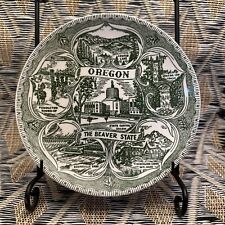 Vtg Mid Century 60’s Oregon The Beaver State Collectible Souvenir Plate green  picture