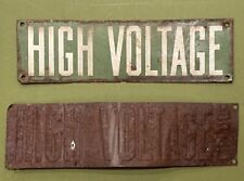 High Voltage Signs Lot of Two Metal Vintage picture