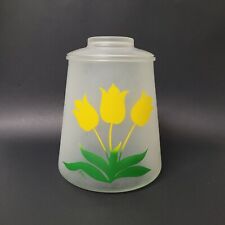 Vintage Bartlett Collins Pokee Frosted Canister Cookie Jar Yellow Tulips w/ Lid picture