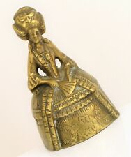 VINTAGE BEAUTIFUL BRASS VICTORIAN WOMAN DRESS BELL HEAVY LARGE W CLAPPER NICE picture