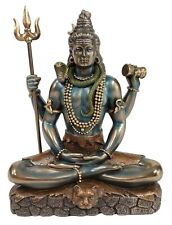 6 Inch Lord Shiva Sitting in Lotus Pose Hindu God Antique Bronze Finish Statue picture