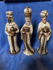 Vintage MY Japan We Three Kings Wise Men  Figurines Gold Nativity Hand Made picture