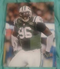 MUHAMMAD WILKERSON SIGNED 8X10 PHOTO NEW YORK JETS SACK W/COA+PROOF RARE WOW picture
