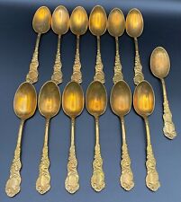 Vintage Holmes & Edwards HE Waldo Hotel Gold Wash Soup Spoon New York Set of 13 picture