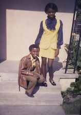 Vintage Photo Slide Girl Boy Posed Outside 1969 picture